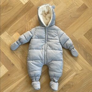 Zara Gray Quilted One Piece with Footies and Hood